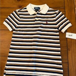 Polo by Ralph Lauren White Navy Gold Striped Kids Polo